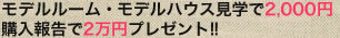 モデルルーム・モデルハウス見学で2,000円 購入報告で2万円プレゼント